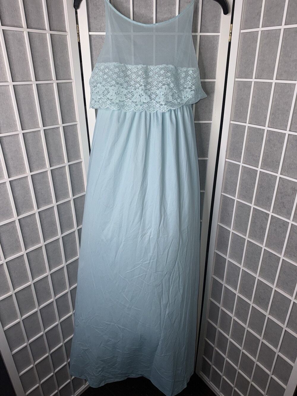 VTG Henson Kickernick Sheer NightGown Peignoir Dress Lace Overlay Hemline Sz 32